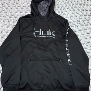 Huk Black Performance Fishing Hoodie with Logo